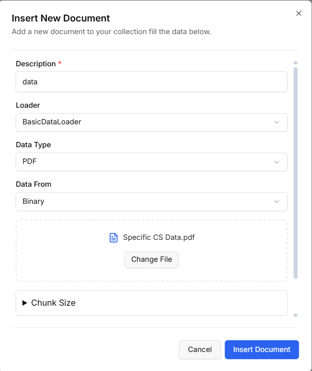 Vector Store insert data